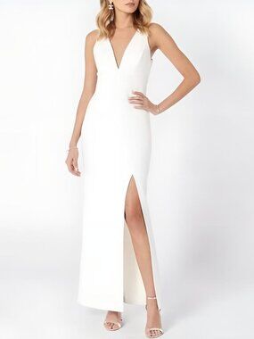 BCBGMaxAzria Open Strappy Back Gown Off White Size 6 NWOT